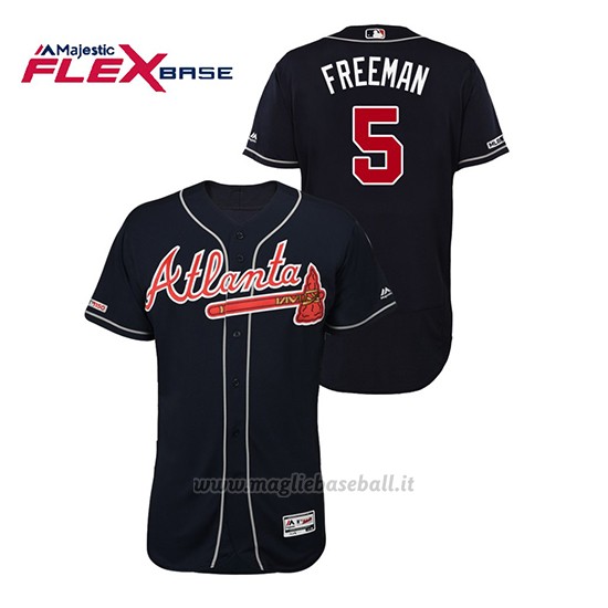 Maglia Baseball Uomo Atlanta Braves Freddie Freeman 150th Aniversario Patch Autentico Flex Base Blu